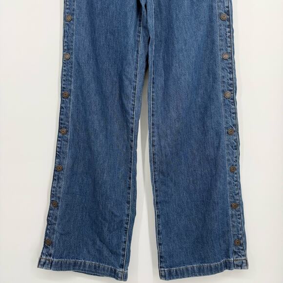Tommy Hilfiger Women's Side Snaps Wide Leg Blue Jeans Size 6 - Picture 3 of 12